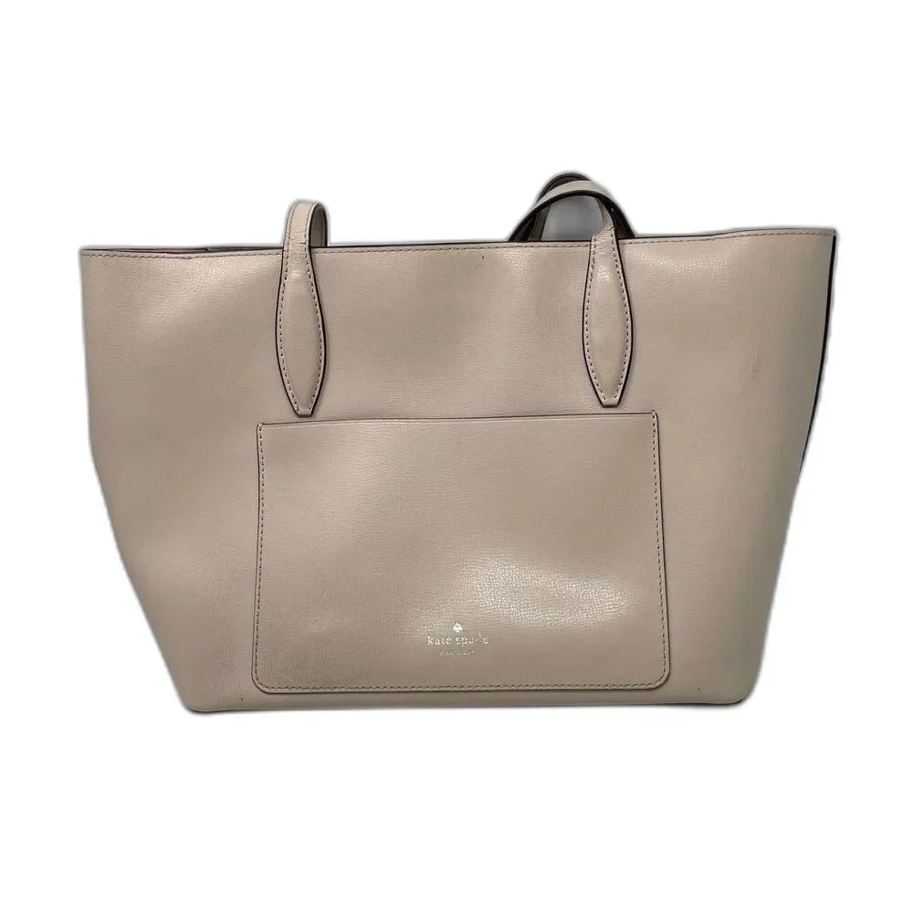 Kate Spade New York Adel Pale Pink Beige Leather Tote Bag